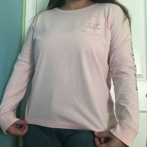 vineyard vines long sleeve pink tee